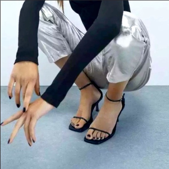 Nwt Zara Minimalist Black Heels Size 8 